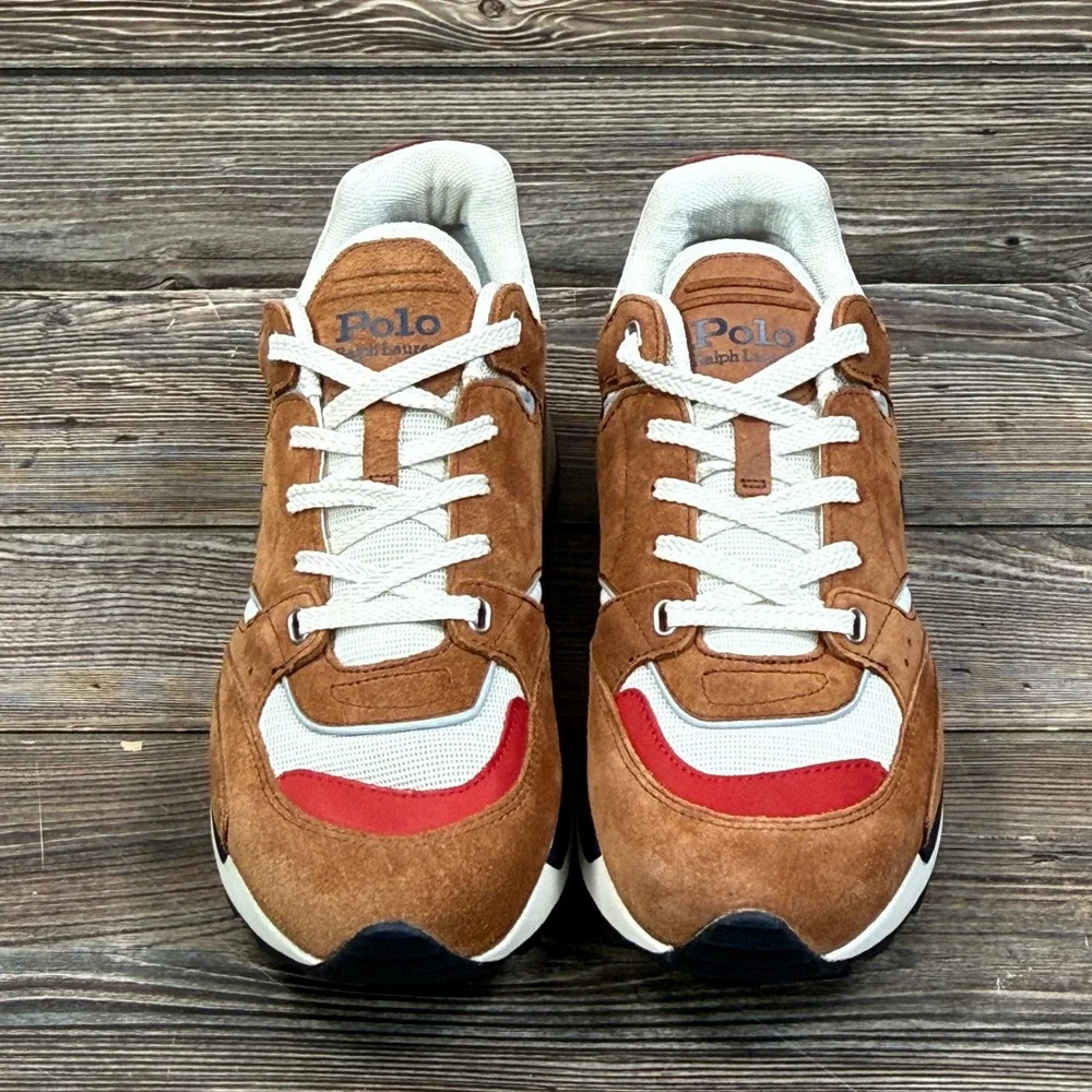 Polo Ralph Lauren Mens Size 12 Trackstr 200 Sneakers Brown Suede Mesh